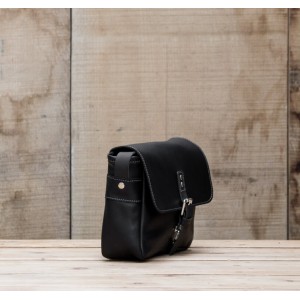 SAC CUIR NOIR  | Petit messager 