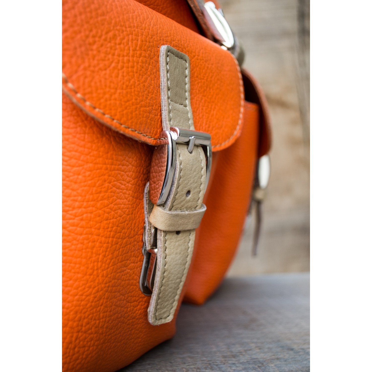 Sac à Main Madani En Cuir Véritable Orange - Fabriqué En Italie, Vintage, Taille Moyenne - Très Bon état