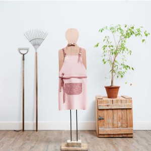 TABLIER CUIR BISTROT | ROSE FLEURI