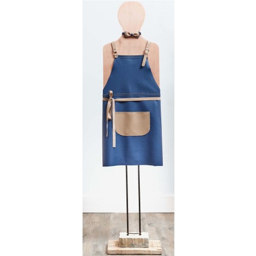 TABLIER CUIR BISTROT | BLEU MARINE