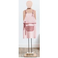 TABLIER CUIR BISTROT | ROSE FLEURI
