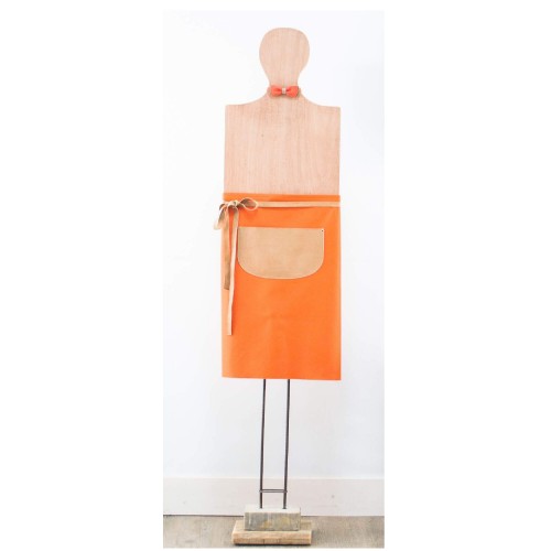 TABLIER CUIR CAFE|ORANGE